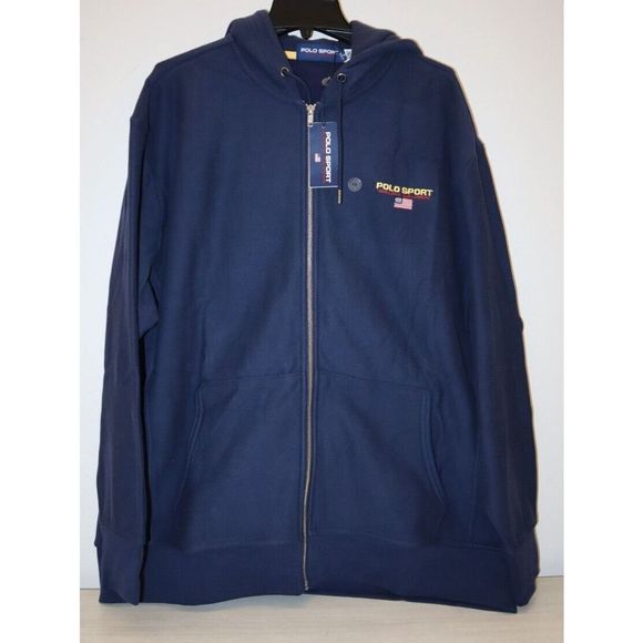 Polo Ralph Lauren Men's Sz 2XB Navy Full Zip Hooded Thick Fleece Jacket $110 - Picture 1 of 8